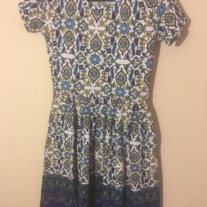 XL Patterned Blue Yellow and White Amelia